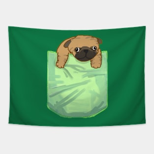 Puppy Pocket Pug Tapestry