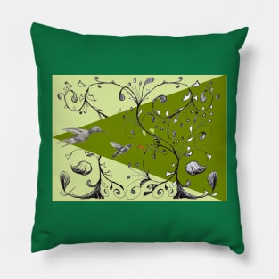 Graphite Finds Ink Vine In Digital Realm Pillow