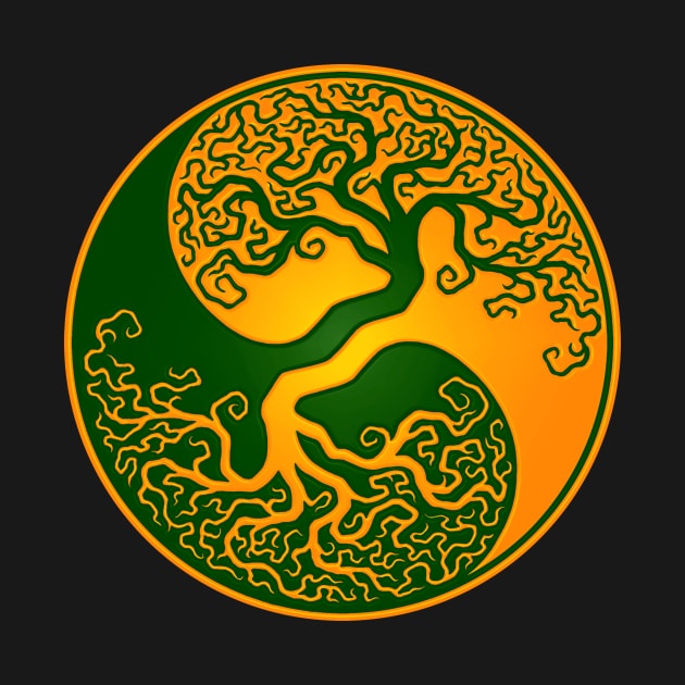 Yellow and Green Tree of Life Yin Yang by jeffbartels