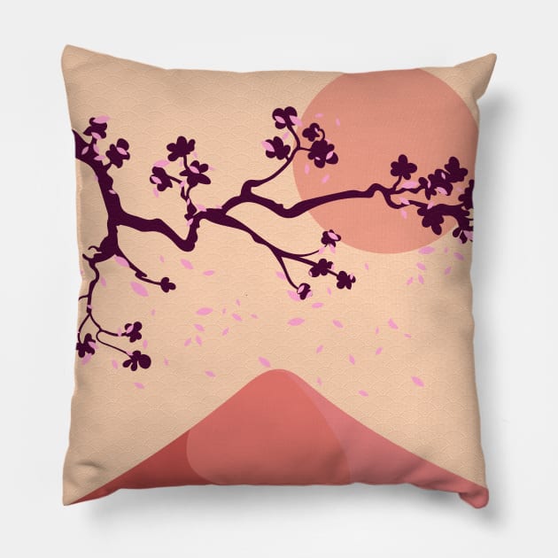 Terracotta Cherry Blossoms Pillow by edmproject