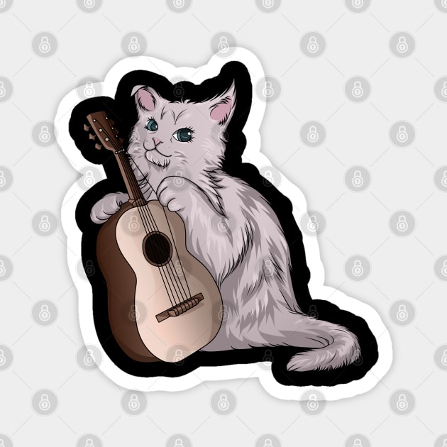 Beautiful cat is playing the guitar Magnet by Markus Schnabel