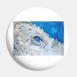 Grey and metallic blue fantasy dragon Pin