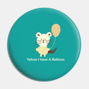 Cat With Balloon Cute Illustration Pin