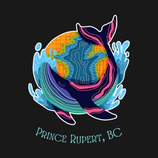 Prince Rupert BC Colorful Abstract Indigo Whale T-Shirt