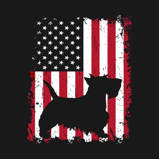 Dog Scottish Terrier Dog USA Flag Patriotic 4th of July 722 paws by Olegpavlovmmo