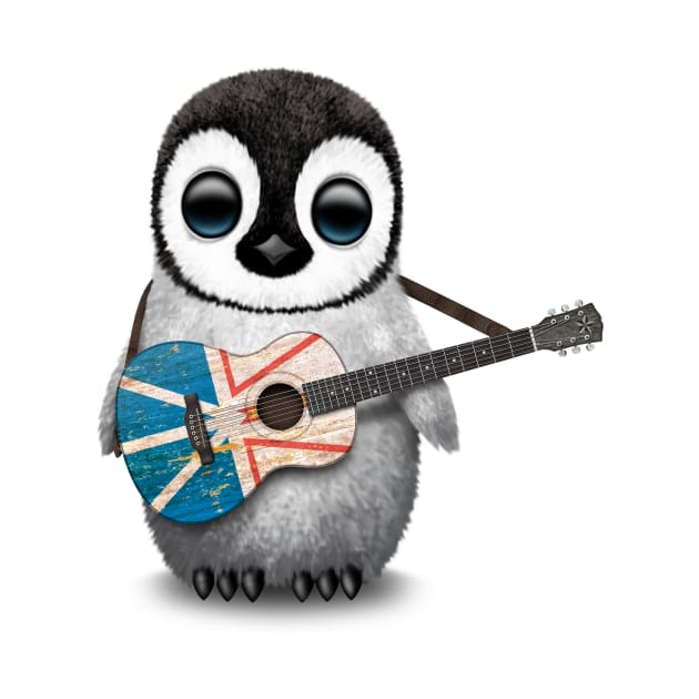 Baby Penguin Playing Newfoundland Flag Guitar by jeffbartels