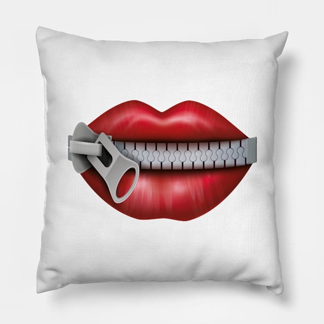 ZIPPED LIPS KAWAII DESIGN ANIME MOUTH SEXY KAOMOJI LIPS EMOTICON CARTOON Pillow by Chameleon Living