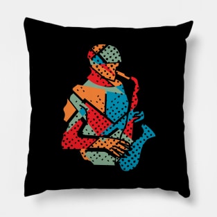 Saxophone Musician Modern Art Style Pillow