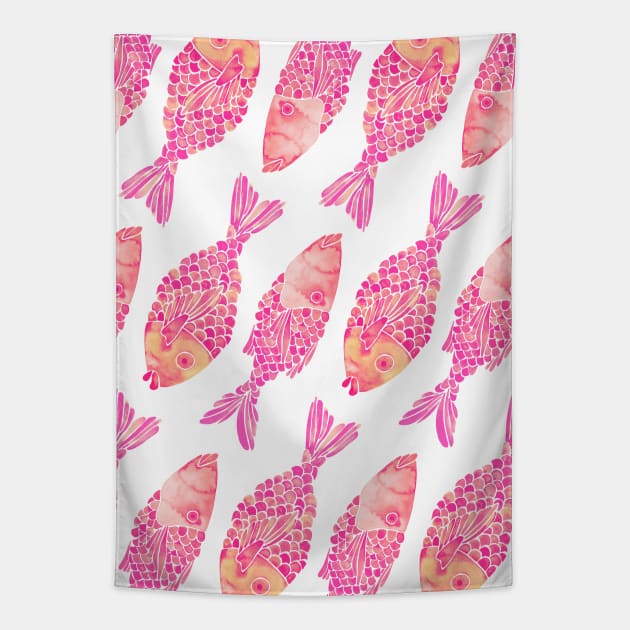 indonesian fish pink ombre Tapestry by CatCoq