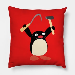 Communist Pingu with Hammer and Sickle meme Pillow