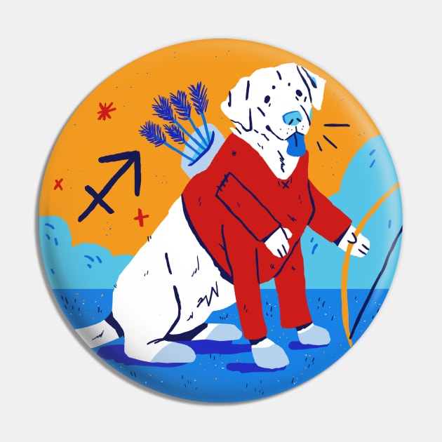 Good Boy Astrology Society - Sagittarius Front And Back Pin by DefinitelyJenny