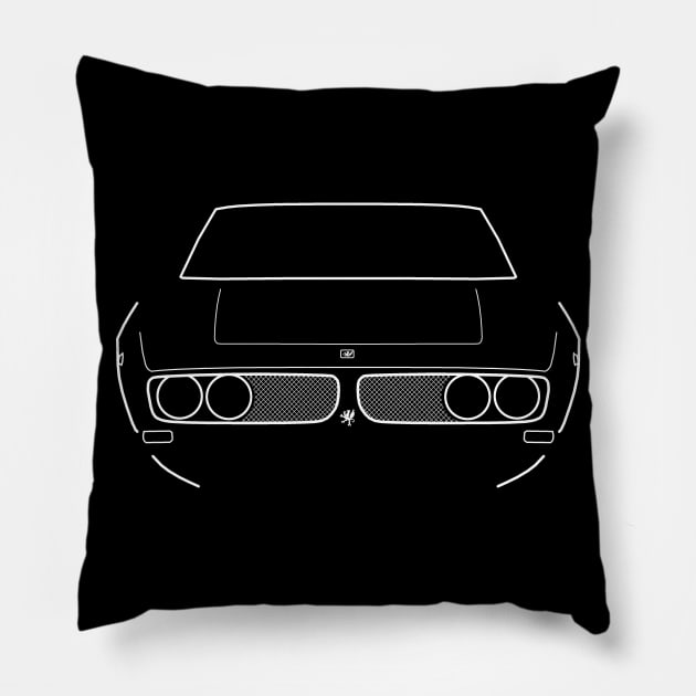 Iso Grifo classic grand tourer car white outline graphic Pillow by soitwouldseem