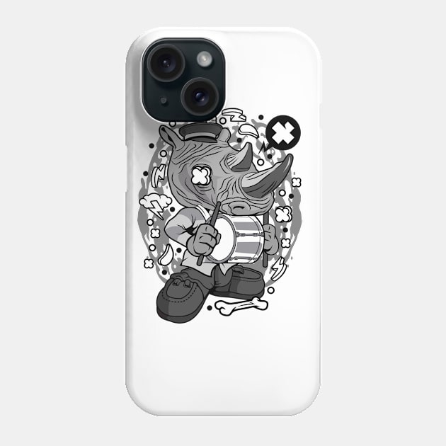 Rhino Drum Illustration Phone Case by Mako Design 