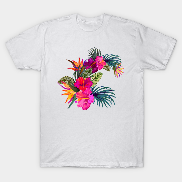 Tropical saturated flowers design - Tropical - T-Shirt | TeePublic