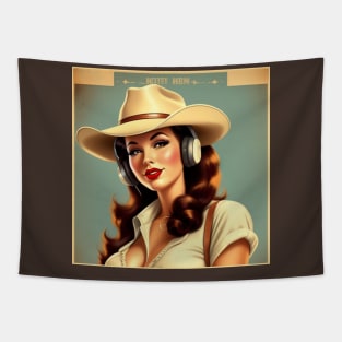 Country Music Cowgirl Retro Vintage Record Store Merch Tapestry