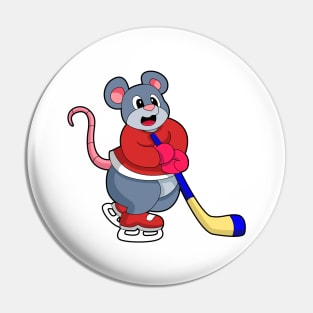 Rat at Ice hockey with Ice hockey stick Pin