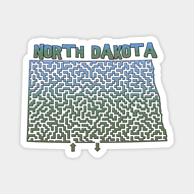 North Dakota State Outline Maze & Labyrinth Magnet by gorff