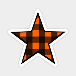 Orange and Black Buffalo Plaid Star Magnet