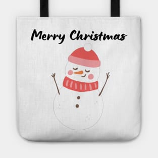 Merry Christmas - Cute Funny Snowman with Carrot Tote