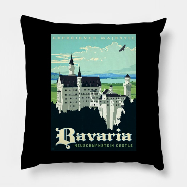 Vintage Travel Poster Art - Bavaria Pillow by Starbase79