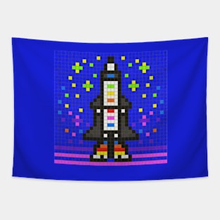 Rocket Ship Pixel Painting Tapestry