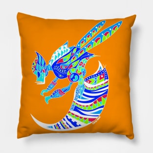 mayan bee the bonampak beast in ecopop pattern Pillow