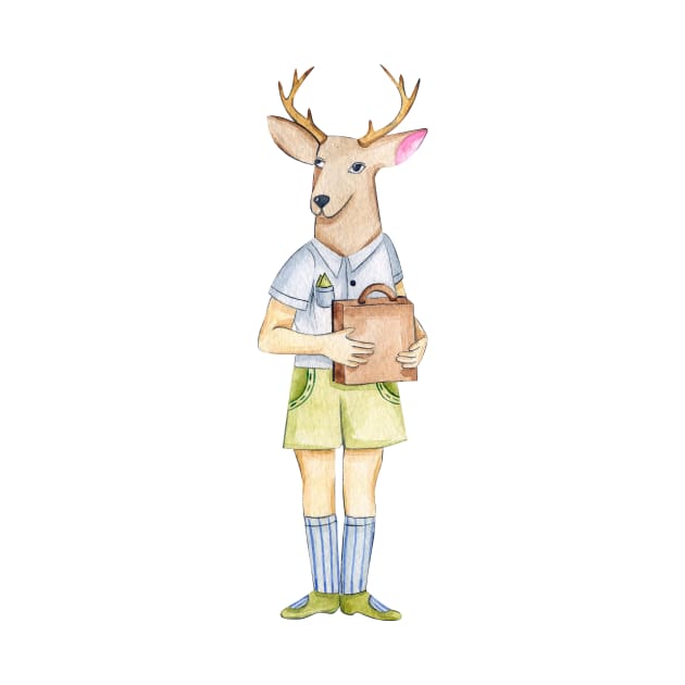 Funny Vintage Deer in Retro Style by XOZ