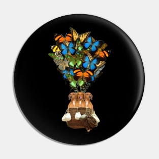 Dachshunds Dog Butterfly Hot Air Balloon Pin