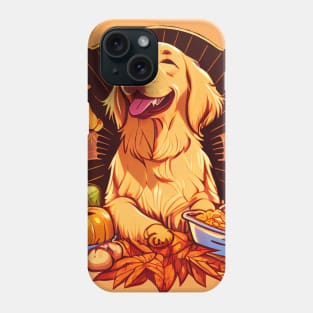 Thanksgiving Dinner Fun with a Golden Retriever! Phone Case