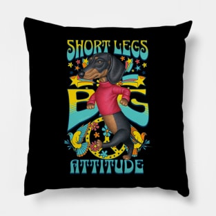 Doxie Dog walking with Short Legs Big Attitude Dachshund tee Pillow