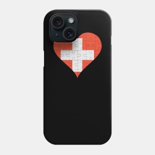 Swiss Jigsaw Puzzle Heart Design - Gift for Swiss With Switzerland Roots Phone Case