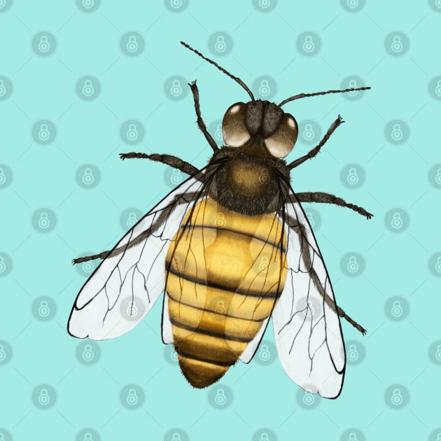 Bee pencil drawing color version by Bwiselizzy