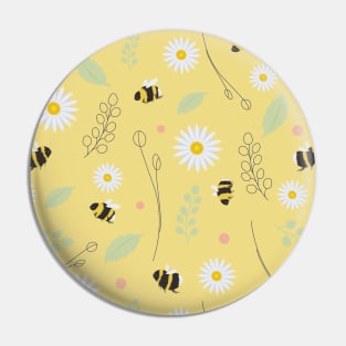 Yellow Bumblebee Spring Pattern Pin