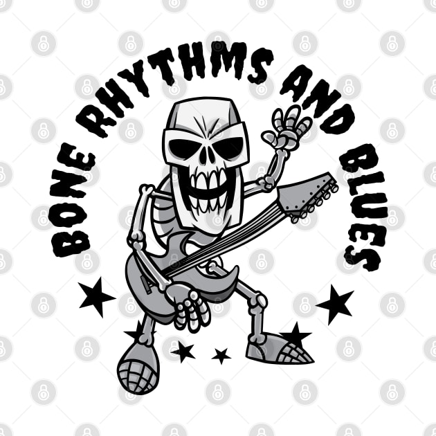 Bone Rhythms and Blues - Skeleton Blues Guitar Player by Graphic Duster
