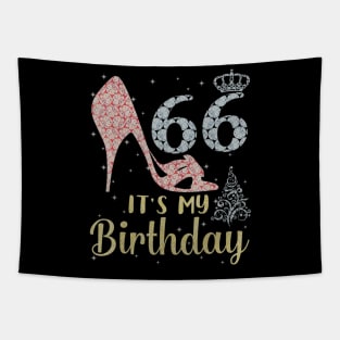 Girl Shoes & Lights Step Into 66 Years Old Its My Birthday Tapestry