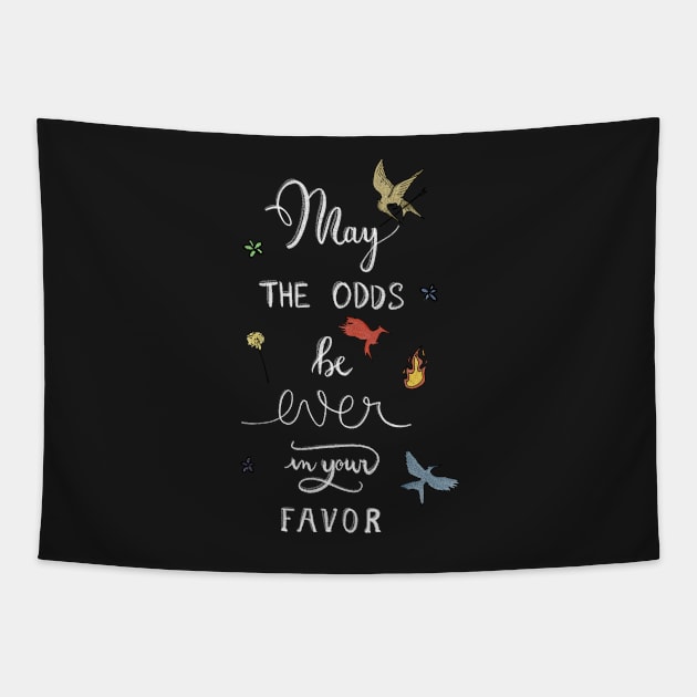 Hunger Games quality calligraphy - black version - green Tapestry by Uwaki