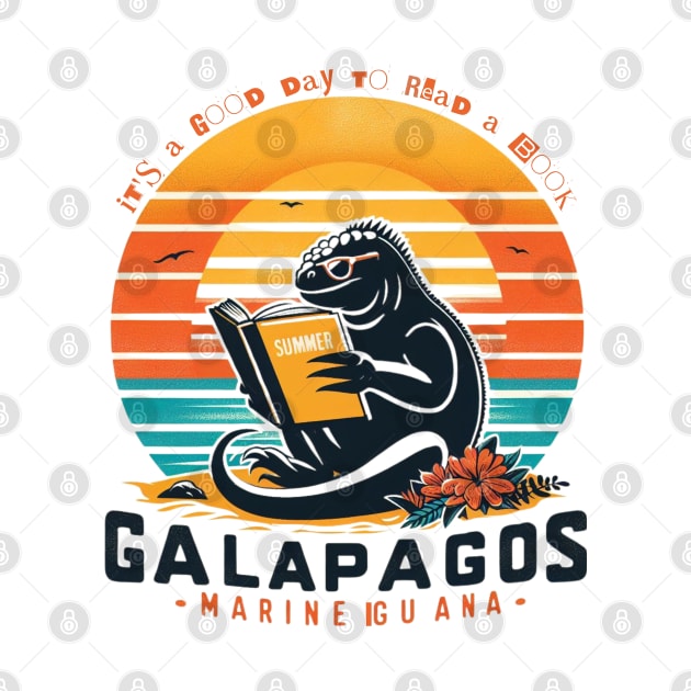 It's a good day to read a book. Marine iguana of galapagos  islands by TRACHLUIM