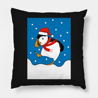 Puffin In The Snow Pillow