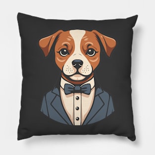 Cute Dog Wearing Suit Pillow