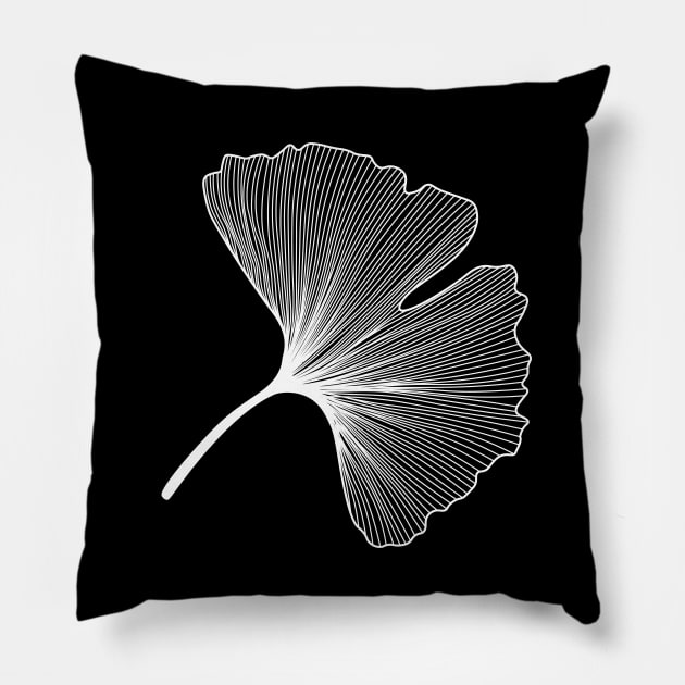 Ginkgo Biloba leaf white Pillow by PrintablesPassions