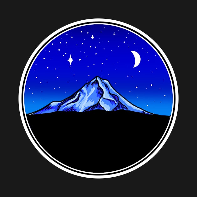 Mt. Hood Moonlight Night Sky by FernheartDesign