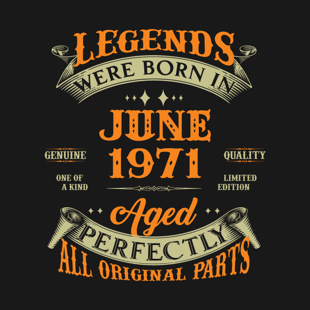 52nd Birthday Gift Legends Born In June 1971 52 Years Old by Schoenberger Willard