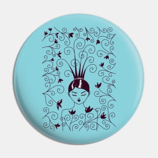 Girl With Strange Swirly Hairstyle Pin