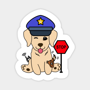 Funny Golden Retriever Policeman Magnet