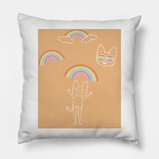 Rainbow cat pattern Pillow