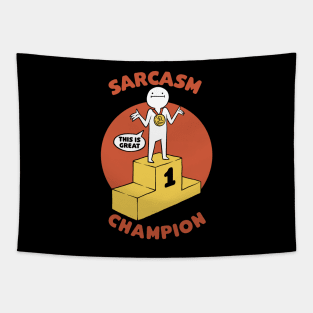 Champion Sarcasm Funny Pun Tapestry