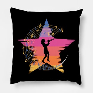 girl playing the trumpet Pillow