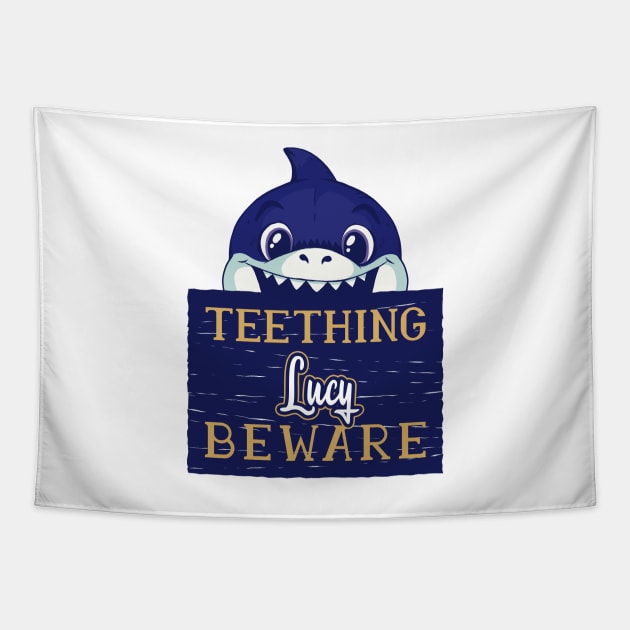 Lucy - Funny Kids Shark - Personalized Gift Idea - Bambini Tapestry by Bambini