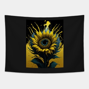 Splash Art of a Sunflower Tapestry