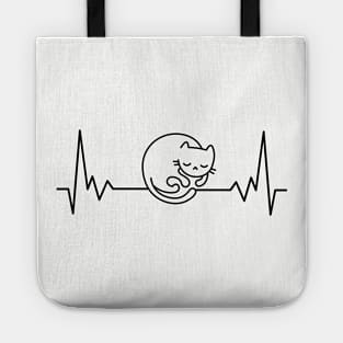 Heartbeat cat design Tote